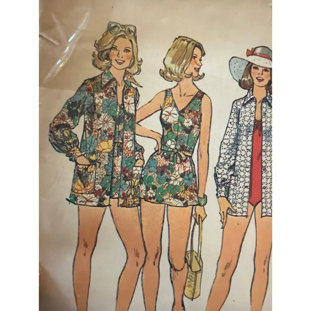 Vintage Simplicity 6356 Misses Swimsuit Bathing Suit Cover Up Pattern Size 12